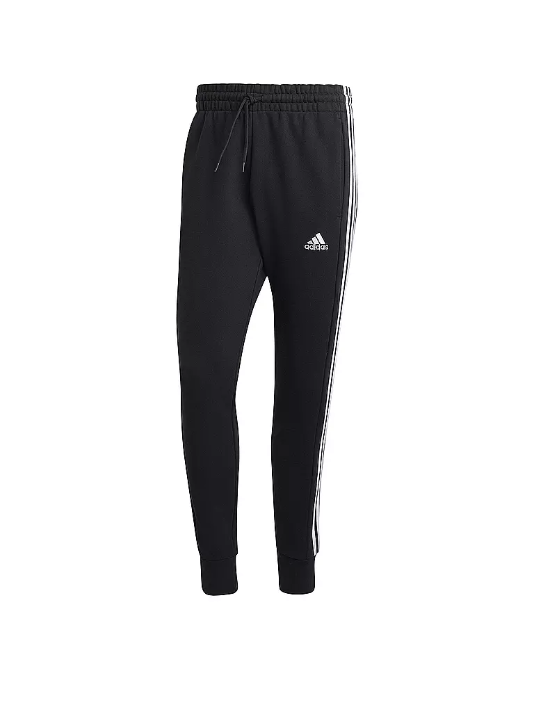 ADIDAS Herren Jogginghose Essentials French Terry Tapered Cuff 3 Streifen schwarz